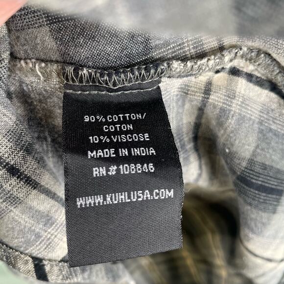 Kuhl Women's Medium Long Sleeve Pearl Snap Button Down Shirt Black Plaid - Picture 7 of 9